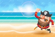 Fondo de dibujos animados lindos piratas | Vector Premium