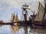 Reproduções De Pinturas Barcos no Porto de Honfleur, 1866 por Claude ...