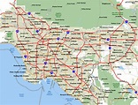 Detailed road map and highways map of Los Angeles area. Los Angeles ...