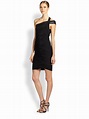 Halston Ruched Jersey One Shoulder Dress in Black | Lyst