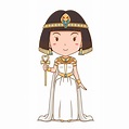 Cartoon character of Queen Cleopatra. Egyptian girl in ancient clothes ...