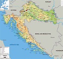 Large physical map of Croatia with roads, cities and airports | Vidiani ...