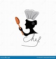 Vrouwelijke Chef-logo Clipart Illustratie Dat Tekenvormvector Vector ...