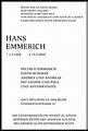 Traueranzeigen von Hans Emmerich | Trauer-in-NRW.de