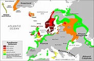 Scandinavian settlement up to the 11th Century | Vikings, Map, Viking ...