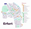 Large detailed tourist map of central part of Erfurt | Erfurt | Germany ...