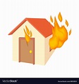House is on fire icon cartoon style Royalty Free Vector