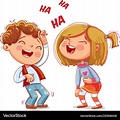 Children laugh fun funny cartoon character Vector Image