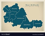 Modern map - west midlands metropolitan county Vector Image