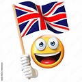 Emoji holding Union Jack flag, emoticon waving national flag of Great ...
