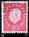 Deutsche Bundespost 20 timbre rouge - Theodor Heuss 1959 Photo Stock ...
