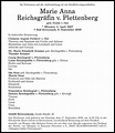 Traueranzeigen von Marie Anna Reichsgräfin v. Plettenberg | rz-trauer.de