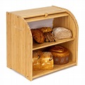 Goodpick Bamboo Bread Box - 2 Layer Large Bread Box - Countertop Bread ...