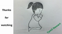 How to draw a Little girl praying to god | Easy drawing | @TamilNewArt ...
