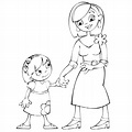 COLOREA TUS DIBUJOS: Dibujo de una mama con su hija Tomadas de la mano ...