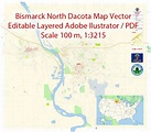 Bismarck North Dakota US Map Vector Exact City Plan detailed Street Map ...