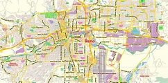 Reno Nevada US Map Vector Exact City Plan Low Detailed Street Map ...