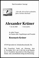 Traueranzeigen von Alexander Krüner | Trauer-in-NRW.de
