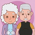 Dibujos animados de abuelos lindos sobre fondo colorido | Vector Premium