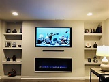 Love this look of my new built in wall unit with TV over fireplace. My ...