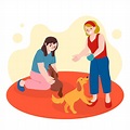 Free Vector | Women playing with their dogs