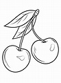 Two cherries coloring book to print and online