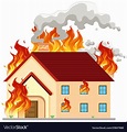 Isolated modern house on fire Royalty Free Vector Image
