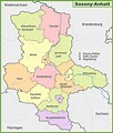 Administrative divisions map of Saxony-Anhalt