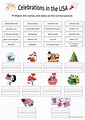 celebrations in the USA: English ESL worksheets pdf & doc