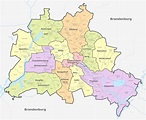 Berlin's 12 districts and 96 administrative neighborhoods. (The city's ...