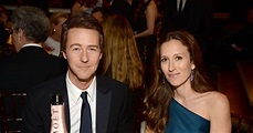 Edward Norton and his wife, Shauna Robertson, sat together at a table ...