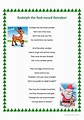 Rudolph the Red-nosed Reindeer song and WS - English ESL Worksheets for distance learning and ...