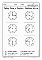 Telling Time in English - Find and Write | Clock worksheets, Telling ...