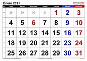 Calendario enero 2021 en Word, Excel y PDF - Calendarpedia