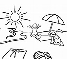 Playa en vacaciones: Dibujos para colorear