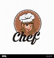 Chef mujer mascota personaje logo vector, hermoso logotipo chef ...