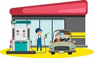 Gas station in cartoon style 6766774 Vector Art at Vecteezy