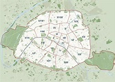 Karte und plan die 20 bezirke (arrondissements) und stadtteile von Paris