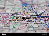 Madison Wisconsin USA and surrounding areas Shown on a road map or ...