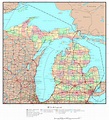 Large detailed administrative map of Michigan state with roads ...