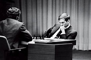 Boris Spassky v Bobby Fischer in play during the 1972 World Chess ...