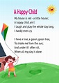 A Happy Child Poem for Class 1 in English