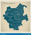 Modern City Map - Moenchengladbach City of Germany with Boroughs Stock ...