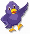 Cute purple bird cartoon character 1505101 Vector Art at Vecteezy