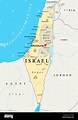 Israels politische Karte mit Hauptstadt Jerusalem, Landesgrenzen ...
