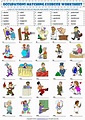 Jobs occupations professions vocabulary matching exercise worksheet