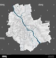 Warsaw map. Detailed vector map of Warsaw city administrative area ...