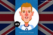 Descarga Vector De Harry Kane Inglaterra Fútbol Rusia 2018 Dibujos Animados