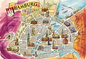 AK / Ansichtskarte Hamburg Stadtplan Innenstadt mit Sehenswuerdigkeiten ...