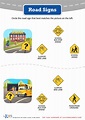 Road Signs (Part 1) Worksheet, Printable PDF for Kids